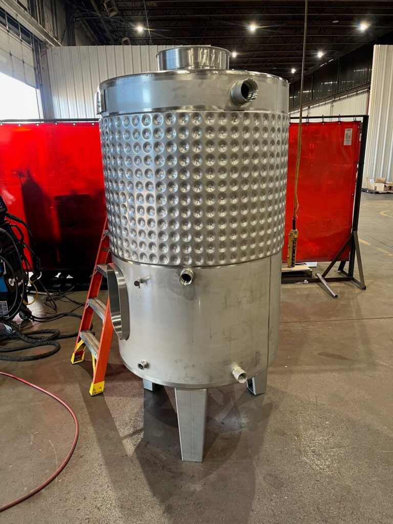 stainless steel tank in the shop prior to shipping