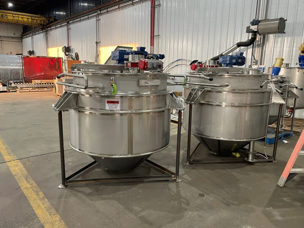 Stainless steel fine grit classifier with inclined screw conveyor assembly fabricated by GSM Industrial for municipal water treatment system, Lancaster PA fabrication shop