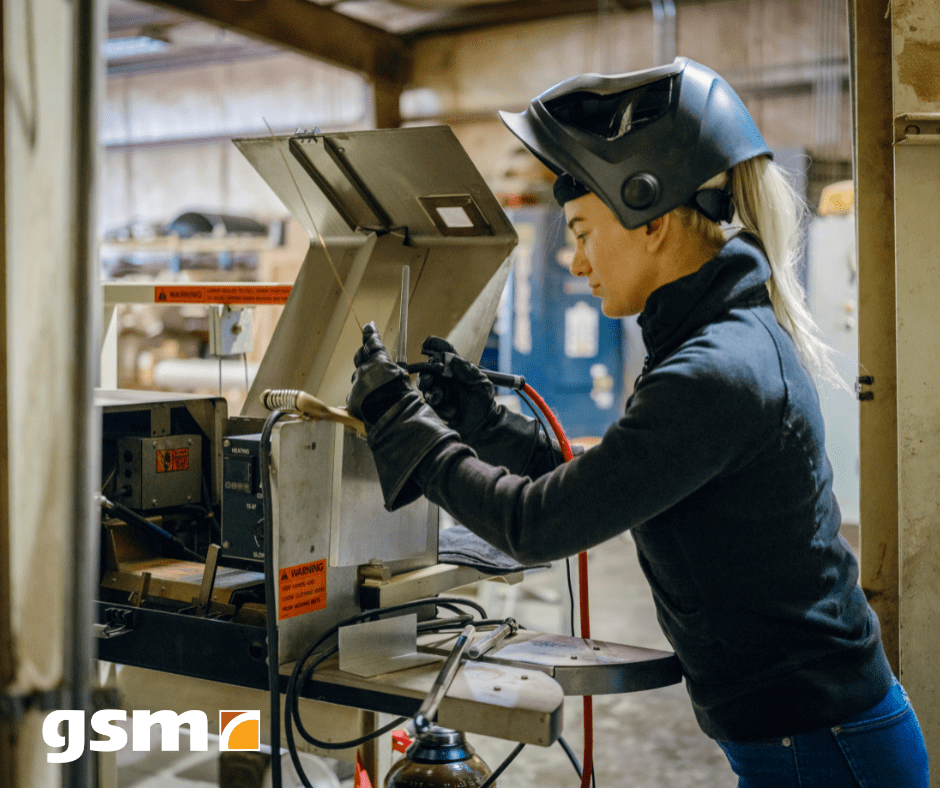 women welders of GSM Industrial getting ready to weld pipe