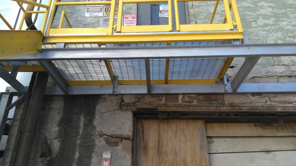 Close-up of steel support frame designed by GSM Industrial after discovering wall deterioration