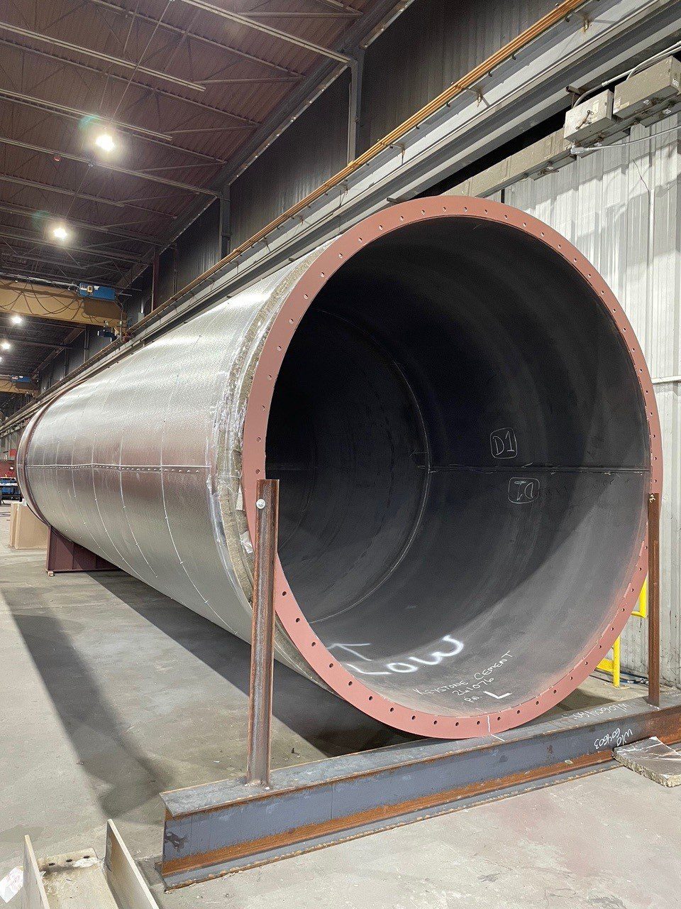 Finished 4-inch mineral wool insulated carbon steel bypass duct section GSM Industrial